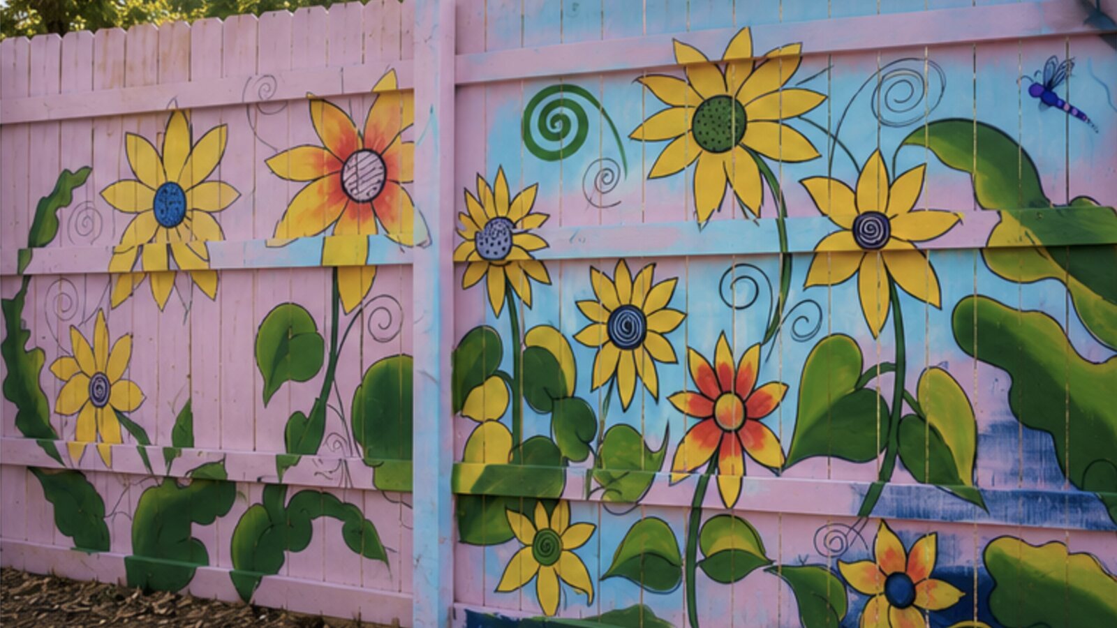 Sunflowers — a painted sunflower study in golds and greens by Tina Cozart